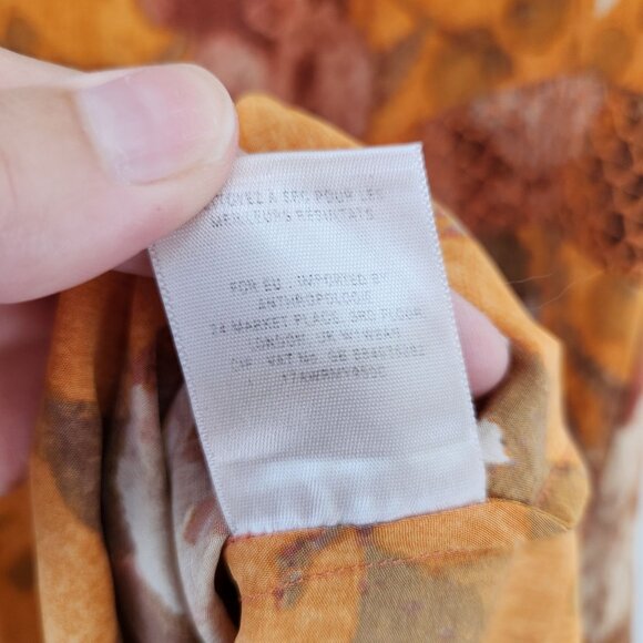 Anthropologie Moulinette Souers 100% Silk Cara Cara Dress Orange Floral Women 2X - Picture 10 of 10